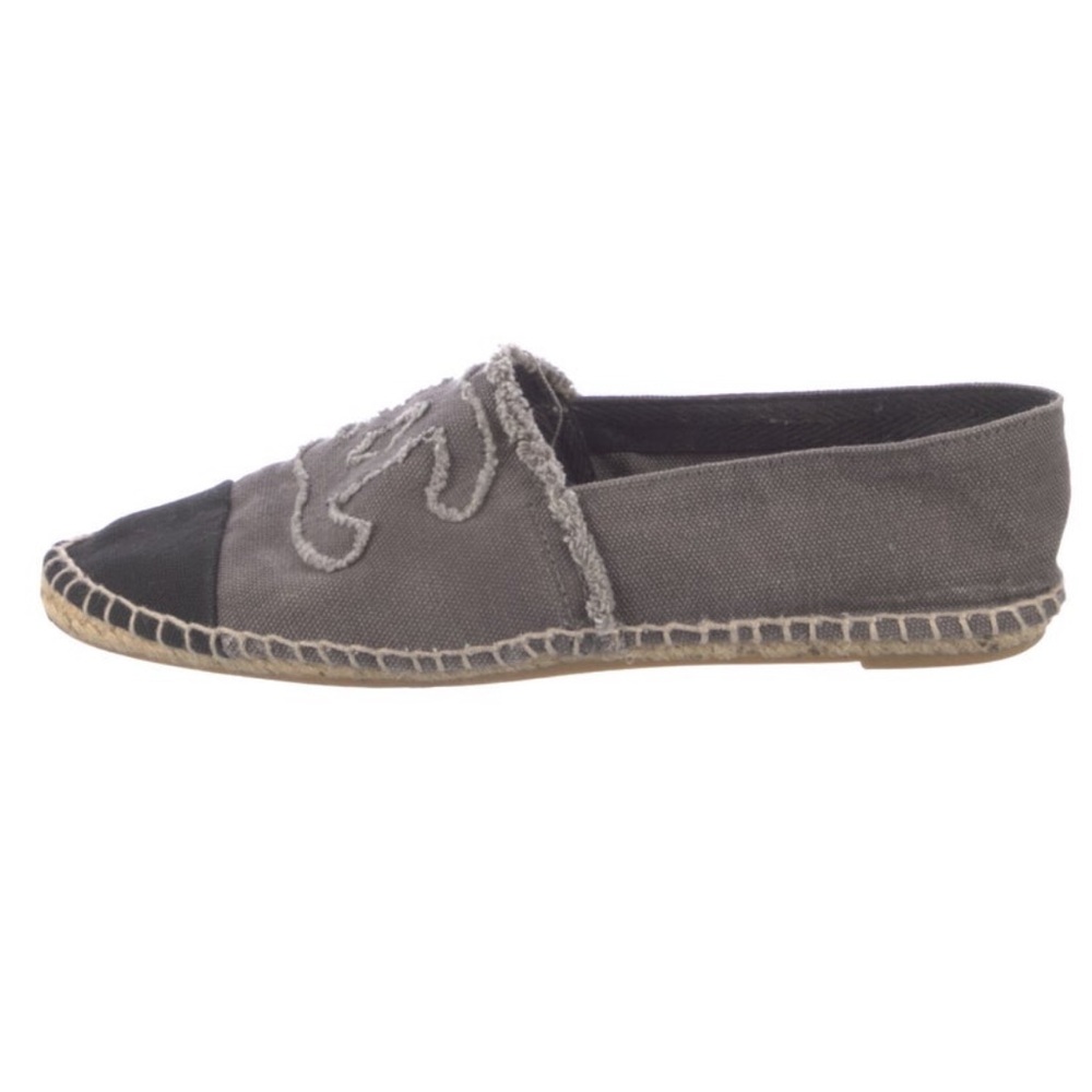 CHANEL Gray and Black Espadrilles
